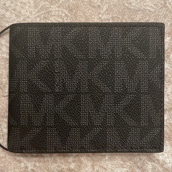 Brand New Michael Kors Men's Wallet Black Logo Jet Set Slim Billfold in Box - Picture 13 of 16